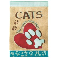 2pk -Flag Cats Leave Pawprints Burlap 13x18 - (Pack of 2)