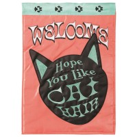 2pk -Flag Welcome Cat Hair Polyester 13x18 - (Pack of 2)