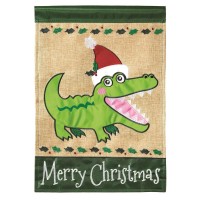 2pk -Flag Alligator Christmas Polyester 13x18 - (Pack of 2)