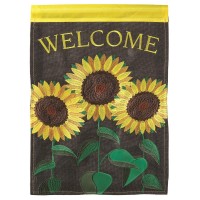 2pk -Flag Sunflowers Burlap Polyester 13x18 - (Pack of 2)