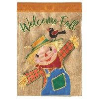2pk -Flag Welcome Fall Scarecrow Burlap 13x18 - (Pack of 2)