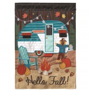 2pk -Flag Fall Camper Burlap Polyester 13x18 - (Pack of 2)