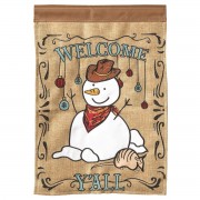 2pk -Flag Welcome Yall Snowman Burlap 13x18 - (Pack of 2)