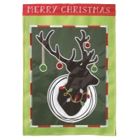 2pk -Flag Christmas Deer Burlap 13x18 - (Pack of 2)