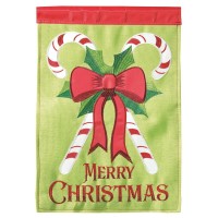 2pk -Flag Christmas Candy Cane Burlap 13x18 - (Pack of 2)