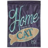 2pk -Flag Home Is Where The Cat Burlap 13x18 - (Pack of 2)