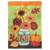 2pk -Flag Fall Mason Jar Burlap 13x18 - (Pack of 2)