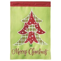 2pk -Flag Tree Merry Christmas Burlap 13x18 - (Pack of 2)