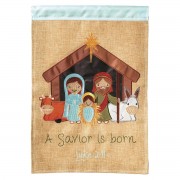2pk -Flag Nativity In Creche Burlap 13x18 - (Pack of 2)