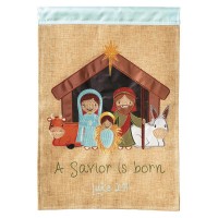 2pk -Flag Nativity In Creche Burlap 13x18 - (Pack of 2)