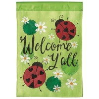2pk -Flag Ladybug Welcome Yall Burlap 13x18 - (Pack of 2)