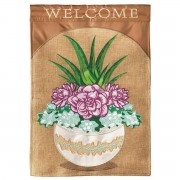 2pk -Flag Welcome Succulents Burlap 13x18 - (Pack of 2)