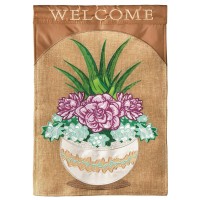 2pk -Flag Welcome Succulents Burlap 13x18 - (Pack of 2)