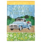 2pk -Flag Summer Flower Truck Burlap 13x18 - (Pack of 2)