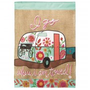 2pk -Flag I Go Where I Am Towed Burlap 13x18 - (Pack of 2)