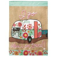 2pk -Flag I Go Where I Am Towed Burlap 13x18 - (Pack of 2)