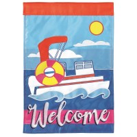 2pk -Flag Pontoon Boat Welcome 13x18 - (Pack of 2)