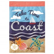 2pk -Flag Take Time To Coast Burlap 13x18 - (Pack of 2) 2pk -Flag Take Time To Coast Burlap 13x18 - (Pack of 2)