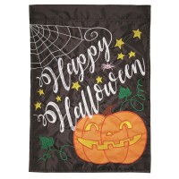 2pk -Flag Halloween OLantern Polyester 13x18 - (Pack of 2)