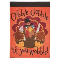 2pk -Flag Turkey Gobble Polyester 13x18 - (Pack of 2)