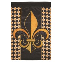 2pk -Flag Fleur-De-Lis Black Gold 13x18 - (Pack of 2)
