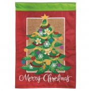 2pk -Flag Christmas Tree Red Polyester 13x18 - (Pack of 2)