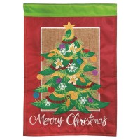 2pk -Flag Christmas Tree Red Polyester 13x18 - (Pack of 2) 2pk -Flag Christmas Tree Red Polyester 13x18 - (Pack of 2)