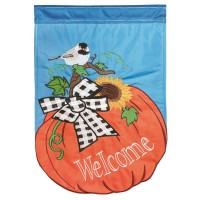 2pk -Flag Pumpkin Chickadee Polyester 13x18 - (Pack of 2) 2pk -Flag Pumpkin Chickadee Polyester 13x18 - (Pack of 2)
