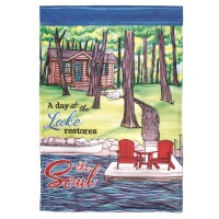 2pk -Flag Cabin Day Lake Restores 13x18 - (Pack of 2)