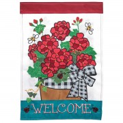 2pk -Flag Welcome Geraniums Burlap 13x18 - (Pack of 2)