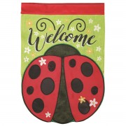 2pk -Flag Welcome Ladybug Shaped Burlap 13x18 - (Pack of 2)