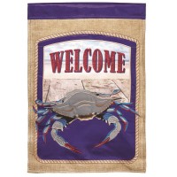 2pk -Flag Welcome Blue Crab Polyester 13x18 - (Pack of 2)