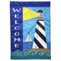 2pk -Flag Lighthouse Welcome Polyester 13x18 - (Pack of 2)