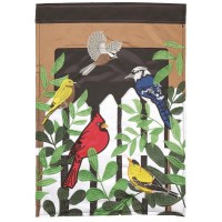 2pk -Flag Birds On Fence Polyester 13x18 - (Pack of 2)