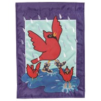 2pk -Flag Songbirds In Rain Polyester 13x18 - (Pack of 2)