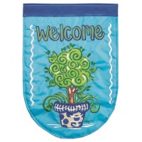 2pk -Flag Welcome Topiary Shaped 13x18 - (Pack of 2)