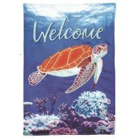 2pk -Flag Welcome Sea Turtle Polyester 13x18 - (Pack of 2)