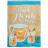2pk -Flag Back Porch Sittin Burlap 13x18 - (Pack of 2)