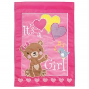 2pk -Flag Its A Girl Bear Polyester 13x18 - (Pack of 2)