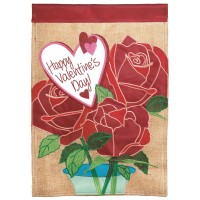 2pk -Flag Happy Valentine Day Burlap 13x18 - (Pack of 2)
