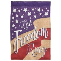 2pk -Flag Let Freedom Ring Burlap 13x18 - (Pack of 2)
