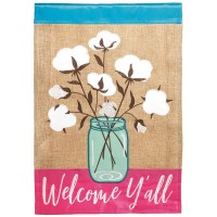 2pk -Flag Cotton Welcome Burlap 13x18 - (Pack of 2)