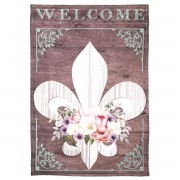 2pk -Flag Welcome Fleur-De-Lis Floral 13x18 - (Pack of 2)