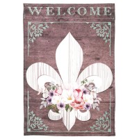 2pk -Flag Welcome Fleur-De-Lis Floral 13x18 - (Pack of 2)
