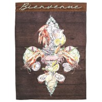 2pk -Flag Welcome Seafood Fleur-De-Lis 13x18 - (Pack of 2)