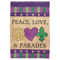 2pk -Flag Peace Love Parades Burlap 13x18 - (Pack of 2)
