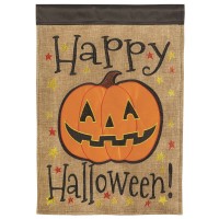 2pk -Flag Jack OLantern Polyester 13x18 - (Pack of 2)