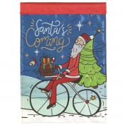 2pk -Flag Santa On Bicycle Polyester 13x18 - (Pack of 2) 2pk -Flag Santa On Bicycle Polyester 13x18 - (Pack of 2)