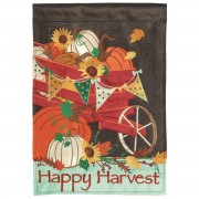 2pk -Flag Cart Happy Harvest Polyester 13x18 - (Pack of 2)