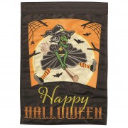 2pk -Flag Flying Witch Happy Halloween 13x18 - (Pack of 2)